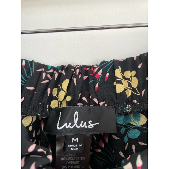 Lulu’s Boho Blooms Black Floral Print Pants | size medium - Picture 8 of 9